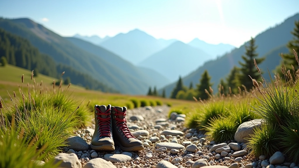Scenic mountain landscape with winding walking path