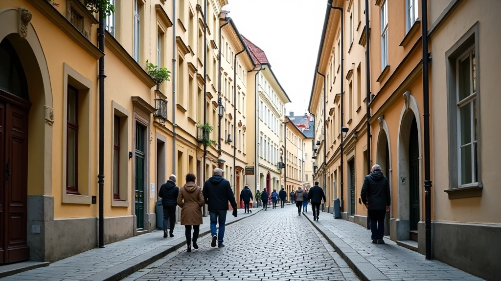 Prague historic neighborhoods with traditional architecture and city streets